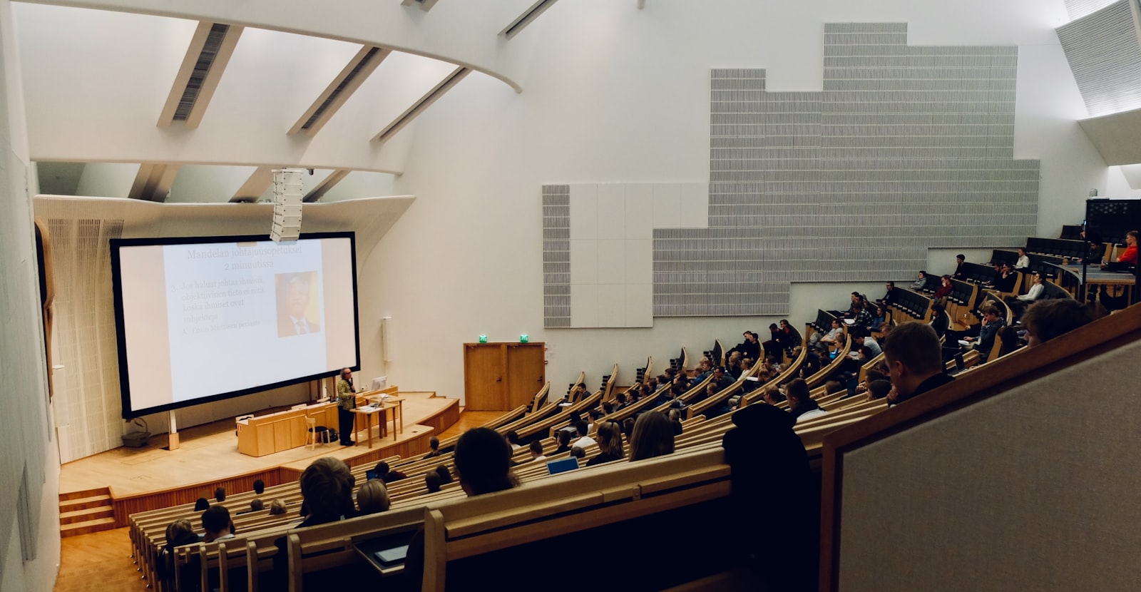 A lecture in an auditorium — an illustration for teaching and research