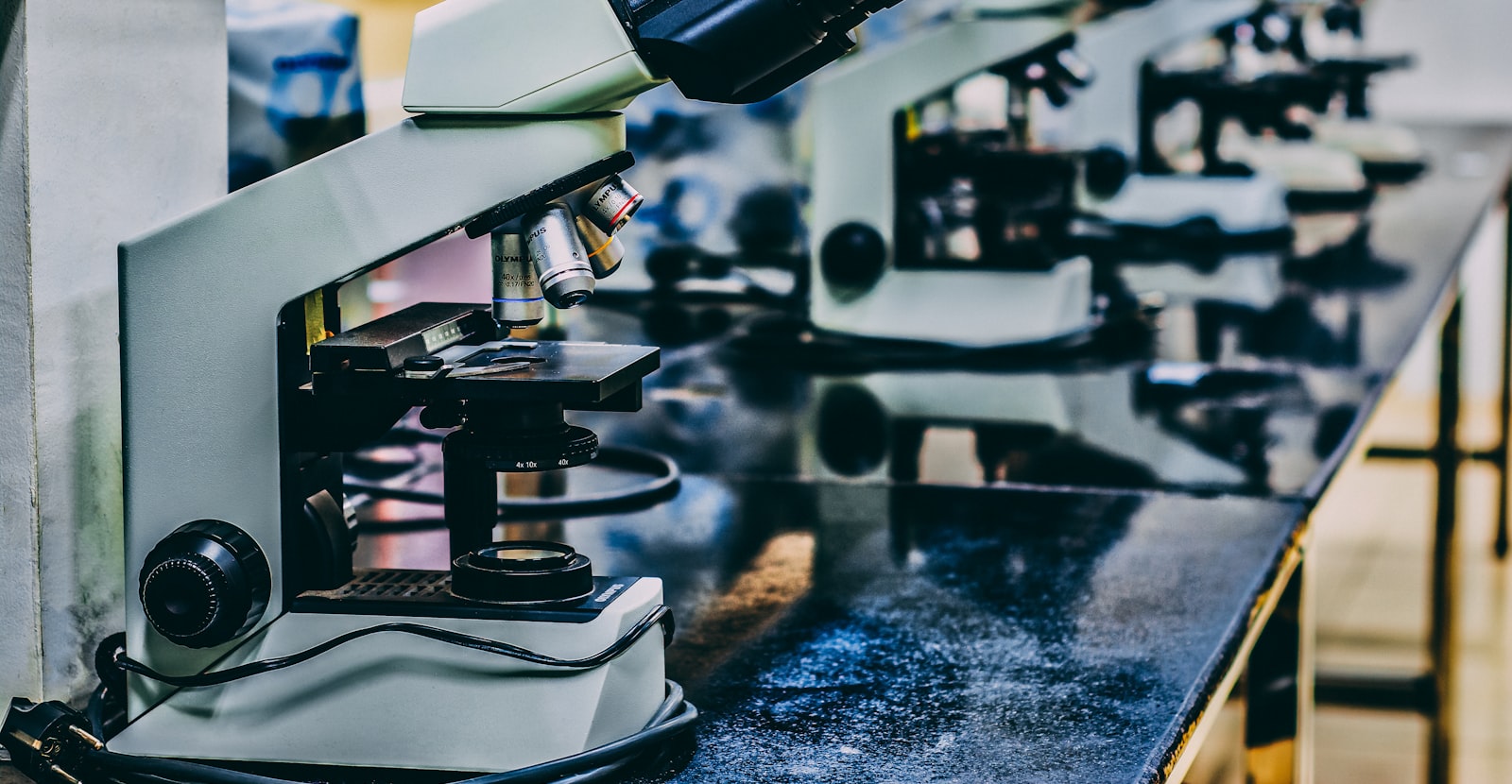 Microscopes in a laboratory — an illustration for biotechnology research